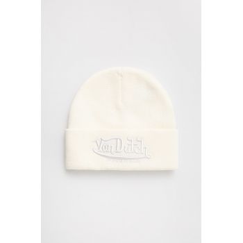 Von Dutch caciula culoarea bej, din tricot gros