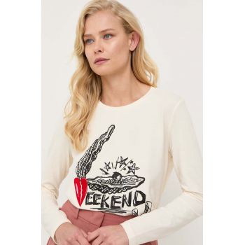 Weekend Max Mara longsleeve femei, culoarea bej