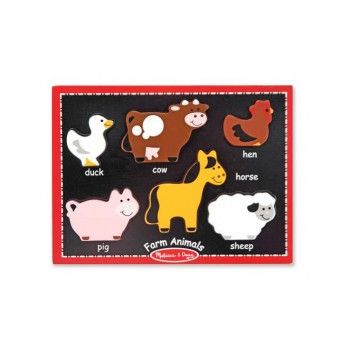 Melissa & Doug - Primul meul puzzle din lemn - Animale de la ferma