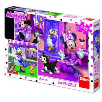 Puzzle 3 in 1 - o zi cu minnie (55 piese) ieftin