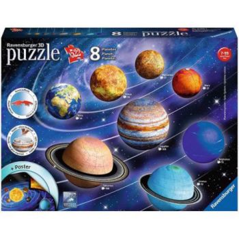 PUZZLE 3D SISTEMUL SOLAR, 27 54 72 108 PIESE