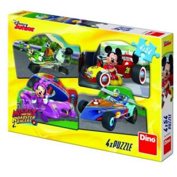 Puzzle 4 in 1 - mickey mouse si minnie la cursa (54 piese) ieftin