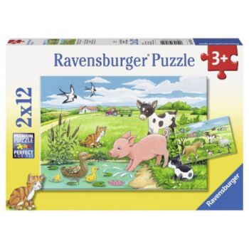 Puzzle animale la ferma, 2x12 piese de firma original