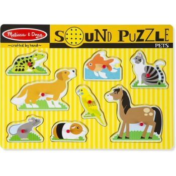 Puzzle incastru din lemn cu sunete Animale de companie Melissa and Doug 730