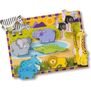 Puzzle lemn in relief Safari Melissa and Doug