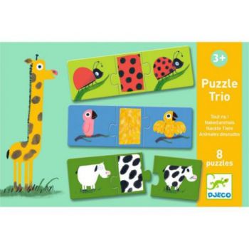 Puzzle trio Djeco animale dezbracate la reducere