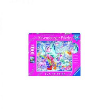 PUZZLE UNICORNI CU SCLIPICI, 100 PIESE