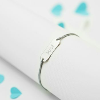 Bratara cu snur Placuta Ovala Silver din argint 23 mm personalizata cu text si simbol ieftina