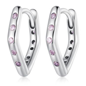 Cercei din argint Purple V Shape Hoops de firma original