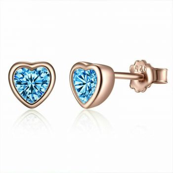 Cercei din argint Rose Gold Blue Heart de firma original