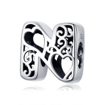 Talisman din argint In Love with Letter N