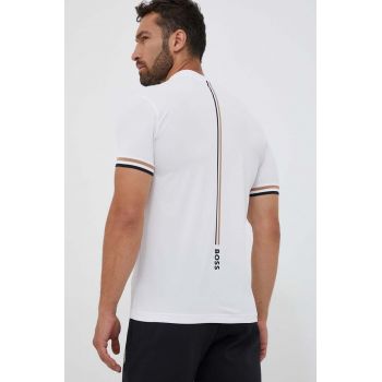 Boss Green tricou polo BOSS GREEN barbati, culoarea alb, cu imprimeu