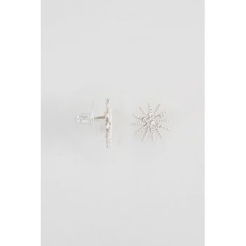 Cercei placati cu rodiu si decorati cu cristale zirconia