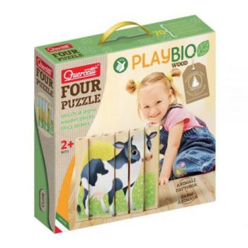 Four Puzzle Animale Ferma Bio, 2 ani+, Quercetti Q80712 la reducere