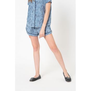 Pantaloni scurti de pijama cu model si talie elastica