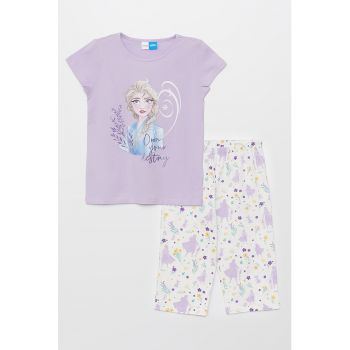 Pijama din bumbac cu model cu desene animate