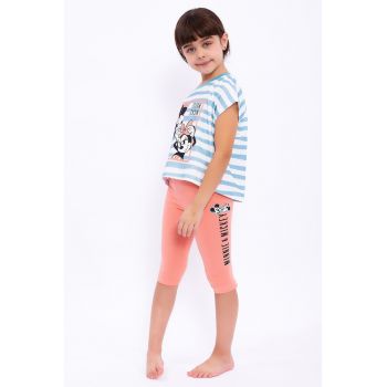 Set de tricou si colanti cu imprimeu Mickey&Minnie Mouse la reducere