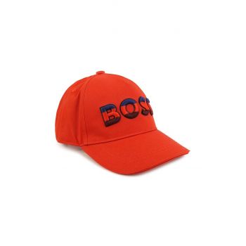 BOSS șapcă din bumbac pentru copii culoarea rosu, cu imprimeu la reducere