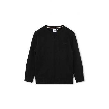 BOSS pulover de bumbac pentru copii culoarea negru, light ieftin