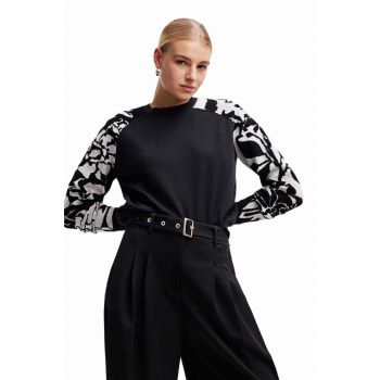 Desigual pulover femei, culoarea negru de firma original