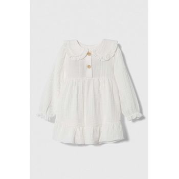 Jamiks rochie din bumbac pentru bebeluși culoarea alb, midi, evazati ieftina