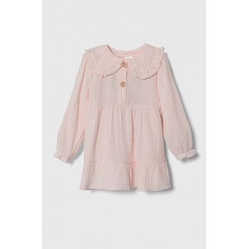 Jamiks rochie din bumbac pentru bebeluși culoarea roz, midi, evazati