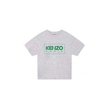 Kenzo Kids tricou de bumbac pentru copii culoarea gri, cu imprimeu ieftin