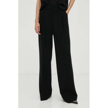 MICHAEL Michael Kors pantaloni femei, culoarea negru, drept, high waist la reducere