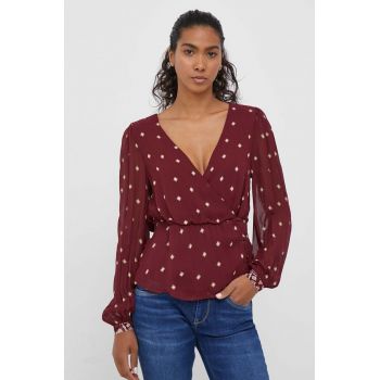 Pepe Jeans bluza femei, culoarea bordo, modelator de firma originala