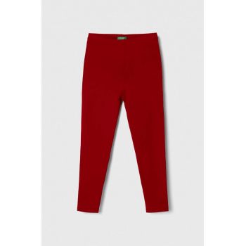 United Colors of Benetton leggins copii culoarea rosu, neted