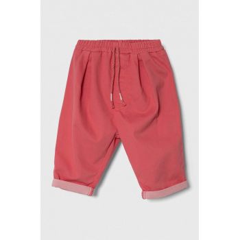 United Colors of Benetton pantaloni bebe culoarea roz, neted