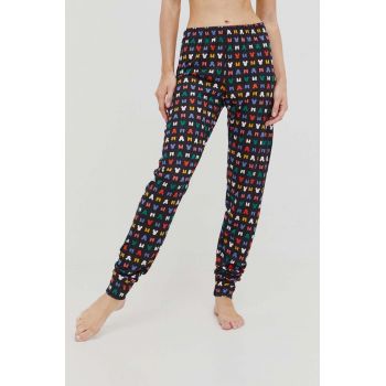 United Colors of Benetton pantaloni de lounge culoarea negru, drept, medium waist