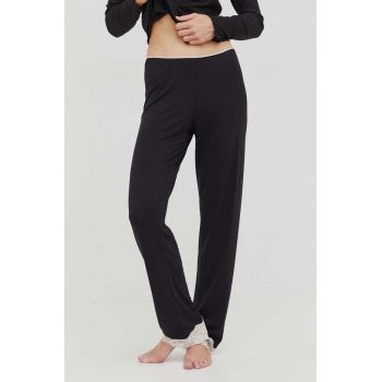 United Colors of Benetton pantaloni de lounge culoarea negru, drept, medium waist