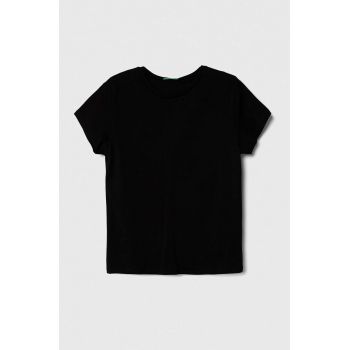 United Colors of Benetton tricou de bumbac pentru copii culoarea negru, neted