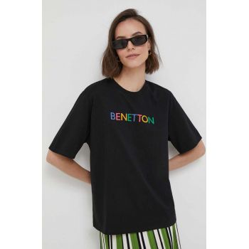 United Colors of Benetton tricou din bumbac culoarea negru