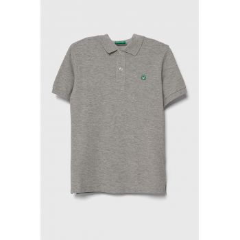 United Colors of Benetton tricouri polo din bumbac pentru copii culoarea gri, neted de firma original