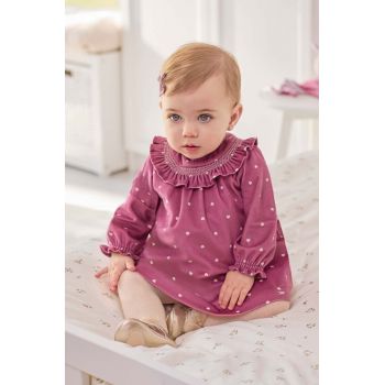 Mayoral Newborn rochie bebe culoarea violet, mini, evazati