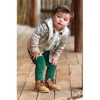 Mayoral pantaloni bebe culoarea verde, neted ieftini