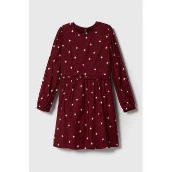 Pepe Jeans rochie fete culoarea bordo, mini, evazati