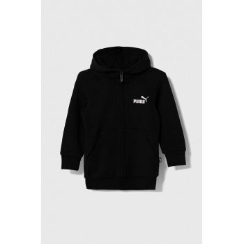 Puma bluza copii ESS Small Logo Full-Zip Hoodie TR G culoarea negru, cu glugă, neted