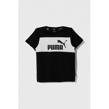 Puma tricou de bumbac pentru copii ESS Block Tee B-XX culoarea negru, cu imprimeu