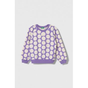 United Colors of Benetton hanorac de bumbac pentru copii culoarea violet, modelator United Colors of Benetton hanorac de bumbac pentru copii culoarea violet, modelator