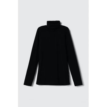 United Colors of Benetton longsleeve copii culoarea negru, neted