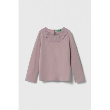 United Colors of Benetton longsleeve copii culoarea violet ieftin