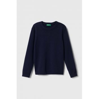 United Colors of Benetton pulover de bumbac pentru copii culoarea albastru marin, light ieftin