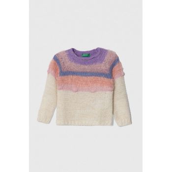 United Colors of Benetton pulover pentru copii din amestec de lana culoarea bej, light