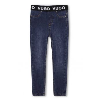 Blugi skinny cu banda logo in talie