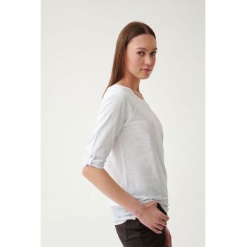 Bluza cu decolteu rotund si maneci 3/4