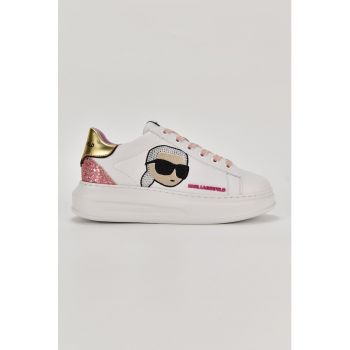 Pantofi sport de piele si material textil cu segmente stralucitoare