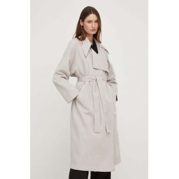 Answear Lab trenci femei, culoarea gri, de tranzitie, oversize